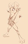 ambiguous_gender biped blep bottomless cherry clothed clothing digitigrade food fruit hands_behind_head mostly_nude outline plant simple_background solo standing three-quarter_view tongue tongue_out topwear topwear_only vest vest_only white_background wide_stance animancer luck_(animancer) dipodid jerboa mammal rodent brown_and_white digital_drawing_(artwork) digital_media_(artwork) hatching_(art) hi_res monochrome shaded sketch female_(lore)