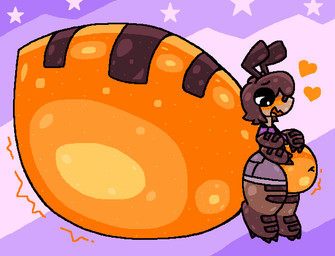 4_arms ambiguous_gender antennae_(anatomy) anthro arthropod_abdomen arthropod_abdomen_inflation belly belly_inflation belly_rub blush blush_lines bottom_heavy bottomwear clothing crop_top exoskeleton food glistening glistening_body heart_symbol honey_(food) huge_abdomen hyper hyper_inflation inflated_belly inflation liquid_inflation looking_at_self looking_pleasured motion_lines multi_arm multi_limb open_mouth shirt shorts simple_background solo thick_thighs topwear squeakitties ant arthropod honeypot_ant hymenopteran insect aliasing digital_media_(artwork) microsoft_paint_(artwork) male_(lore)