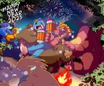 anthro balls beverage blue_body blue_fur blush brown_body brown_fur cape clothing detailed_background erection fire fireworks fur genitals group holidays kemono kissing male male/male night open_mouth oral outside overweight overweight_male penis sex sitting size_difference text chibineco dragon_quest dragon_quest:_the_adventure_of_dai new_year new_year_2025 square_enix borahorn crocodine crocodile crocodilian mammal marine orc_(dragon_quest) orc_king_(dragon_quest) pinniped reptile scalie suid suine sus_(pig) walrus wild_boar 2024 absurd_res english_text hi_res