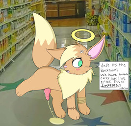 blush bodily_fluids brown_body brown_fur feral fur genital_fluids genitals gynomorph hair intersex interspecies knot knotted_penis nude open_mouth peeing penis pokephilia simple_background solo tail text urine watersports ratboyheart_(artist) nintendo pokemon pokemon_mystery_dungeon spike_chunsoft fan_character spot_(ratboyheart) canid canine eevee generation_1_pokemon mammal pokemon_(species) digital_media_(artwork) english_text hi_res female_(lore)