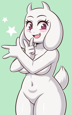 anthro curvy_figure female fur gesture hand_gesture mature_female nude pointing solo thick_thighs voluptuous white_body white_fur wide_hipped_female wide_hips huitu_c sailor_moon_(series) undertale undertale_(series) toriel boss_monster_(undertale) bovid caprine mammal hi_res