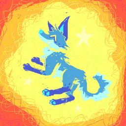 ^_^ ambiguous_gender blue_body blue_fur blue_pawpads eyes_closed feral fur happy pawpads simple_background smile solo toony yellow_background demensa emil_(demensa) canid canine canis coyote domestic_dog mammal 1:1 2024 full-length_portrait hi_res portrait
