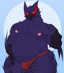 anthro beckoning belly big_belly bulge chest_tuft clothed clothing front_view gesture inviting male musclegut muscular muscular_anthro muscular_male nipples overweight overweight_anthro overweight_male pecs solo standing tuft underwear underwear_only isaacyote_(artist) capcom monster_hunter flying_wyvern nargacuga hi_res