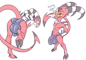 anthro balls big_balls big_bulge big_penis big_tail bulge butt clothed clothing curling_tail detailed_bulge dialogue genitals glowing glowing_eyes grin grinning_at_partner hand_on_butt hand_on_hip hooves huge_balls huge_bulge huge_penis hyper hyper_balls hyper_genitalia hyper_penis leaning leaning_forward looking_at_viewer looking_back looking_over_shoulders looking_up looking_up_at_viewer male nude offscreen_character paws penis pose presenting presenting_hindquarters raised_paw revealing_outfit seductive skimpy smile solo speedo swimwear tail talking_to_viewer tight_bulges tight_clothing tight_underwear underwear conditional_dnp samagthrav2 hellaverse helluva_boss blitzo_(helluva_boss) imp hi_res pinup