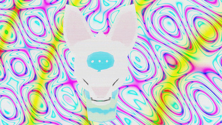 abstract_background ambiguous_form ambiguous_gender eyeless fur neck_spikes pink_inner_ear pink_nose psychedelic_background snout solo white_body white_fur jaspering canid canine canis domestic_dog mammal 16:9 2020 3d_(artwork) animated animated_gif blender_(artwork) digital_media_(artwork) short_playtime turntable_(animation) widescreen