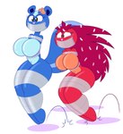 anthro arms_tied bdsm blue_body bondage bound breasts duct_tape duct_tape_gag duo female gag legs_tied red_body tape tempson happy_tree_friends flaky_(htf) petunia_(htf) mammal mephitid porcupine rodent skunk absurd_res hi_res