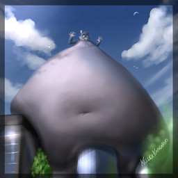 after_vore anthro belly big_belly blue_background building fur grey_body grey_fur huge_belly macro male outside overweight simple_background solo vore kellerkangaroo mammal murid murine rat rodent 1:1 2017 hi_res