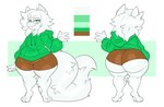 3_toes 4_fingers anthro bedroom_eyes big_butt big_tail bottomwear brown_clothing butt chest_tuft clothed clothing eyewear feet femboy fingers fur glasses green_clothing green_eyes hair half-closed_eyes hoodie hotpants huge_butt huge_tail leg_tuft looking_at_viewer male mouth_closed narrowed_eyes seductive shorts simple_background smile snout solo standing tail tail_tuft teapot_(body_type) thick_thighs toes topwear tuft white_body white_fur white_hair white_tail wide_hips jinu mythology tian_yoshida dragon furred_dragon furred_scalie mythological_creature mythological_scalie scalie 2023 absurd_res digital_media_(artwork) hi_res model_sheet