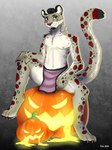 anthro bottomwear clothed clothing food fruit holidays loincloth loincloth_only male plant posing_for_picture pumpkin solo topless tyrartist halloween umbrose felid mammal pantherine snow_leopard 3:4 absurd_res hi_res