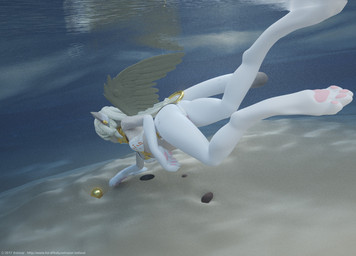 anthro bikini blonde_hair breasts butt clothed clothing dreadlocks ear_piercing feathered_wings feathers female fur hair piercing rear_view solo swimwear two-piece_swimsuit underwater water white_body white_fur white_hair wings ashnar mythology opal_(ashnar) felid mammal mythological_creature mythological_sphinx 2017 3d_(artwork) digital_media_(artwork) light_theme