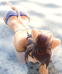anthro ass_up big_butt bikini biped black_nose butt clothed clothing female fur green_eyes hair high-angle_view kneeling looking_back perspective pose red_hair seductive short_hair solo swimming swimming_pool swimwear two-piece_swimsuit water yellow_body yellow_fur ectasy26 felid lion mammal pantherine 2017 3d_(artwork) 5:6 digital_media_(artwork) hi_res pinup