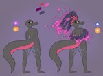 anthro big_butt butt female horn looking_at_viewer nude simple_background smile solo archerteamr_artist nintendo pokemon generation_7_pokemon lizard mammal pokemon_(species) reptile salazzle scalie digital_media_(artwork)