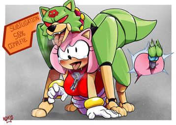 ahegao anthro anthro_on_feral anthro_penetrated bestiality bodily_fluids bound chain chained chained_collar female feral feral_penetrating feral_penetrating_anthro looking_pleasured machine male male/female penetration sex submissive submissive_anthro submissive_female tears unknown_artist eggman_empire eggman_logo sega sonic_the_hedgehog_(series) amy_rose robot robot_anthro robot_feral