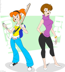 anthro big_breasts breasts clothed clothing duo ear_piercing electric_guitar female guitar looking_at_viewer mature_anthro mature_female musical_instrument piercing plucked_string_instrument simple_background smile string_instrument white_background aeolus06 disney goof_troop peg_pete pistol_pete canid canine canis domestic_dog mammal hi_res daughter_(lore) mother_(lore) mother_and_child_(lore) mother_and_daughter_(lore) parent_(lore) parent_and_child_(lore) parent_and_daughter_(lore)