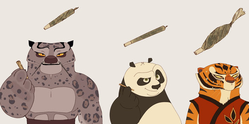 anthro bodily_fluids drugs eyebrows female fur grey_body grey_fur group humor male marijuana marijuana_blunt markings multicolored_body multicolored_fur orange_body orange_fur raised_eyebrow shitpost simple_background spots spotted_body spotted_fur striped_body striped_fur stripes sweat trio white_background nehezt dreamworks kung_fu_panda ¿quieres? master_po_ping master_tigress tai_lung_(kung_fu_panda) bear felid giant_panda mammal pantherine snow_leopard tiger 2024 hi_res meme