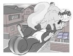 2_heads anthro conjoined cracks crush curled_tail duo eyewear face_squish glasses hand_on_butt lying macro male multi_head multifur on_back overweight paws road sitting_on_another sitting_on_head squish tail town gnarlybastard bobskunk mammal mammal_taur mephitid mephitid_taur rodent sciurid skunk skunk_taur taur 2020 hi_res