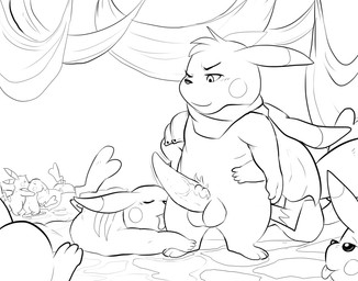 ambiguous/ambiguous ambiguous_gender armor cape cleft_tail clothing erection female feral genitals group harem male male/ambiguous one_eye_closed pauldron penis scarf simple_background tail tapering_penis white_background conditional_dnp erobos nintendo pokemon generation_1_pokemon mammal pikachu pokemon_(species) digital_drawing_(artwork) digital_media_(artwork) monochrome
