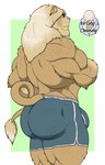 anthro big_butt boxer_briefs bulge butt clothing eyewear glasses male mane muscular muscular_male raised_tail rear_view solo standing tail tight_clothing underwear 1ceberg felid lion mammal pantherine absurd_res hi_res