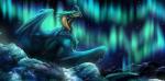 ambiguous_gender detailed_background feral grass horn membrane_(anatomy) membranous_wings night outside plant rock sky solo spines star starry_sky wings isvoc european_mythology mythology dragon mythological_creature mythological_scalie scalie western_dragon wyvern 2019 cool_colors digital_media_(artwork) hi_res teal_theme