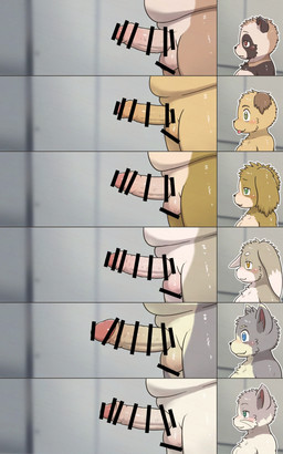 anthro blush censored_balls censored_genitalia censored_penis chart group happy male nude_male overweight overweight_male penis_chart side_view young young_anthro young_male shomunona bear canid canine canis domestic_cat domestic_dog felid feline felis giant_panda lagomorph leporid mammal rabbit 2026 5:8 censored hi_res japanese_description