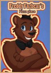 anthro blue_background blue_eyes bow_tie brown_body brown_fur clothing crossed_arms fur hat headgear headwear looking_at_viewer male multicolored_body multicolored_fur poster poster_template simple_background smile snout solo teeth text top_hat two_tone_body two_tone_fur mandyfoxy five_nights_at_freddy's scottgames freddy_(fnaf) bear mammal 2023 absurd_res digital_drawing_(artwork) digital_media_(artwork) english_text hi_res