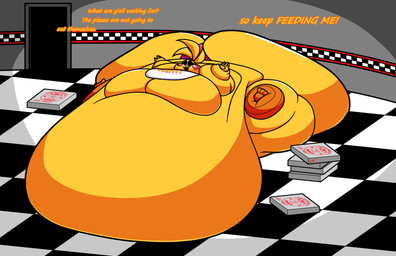 anthro beakless belly belly_overhang bib big_belly big_breasts big_butt big_cheeks black_mouth black_sclera blobby blonde_hair box breasts butt checkered checkered_floor chubby_cheeks clothing container dialogue eyelashes female hair huge_belly huge_breasts huge_butt huge_cheeks hyper hyper_belly hyper_breasts hyper_butt hyper_cheeks immobile inside morbidly_obese morbidly_obese_anthro morbidly_obese_female obese obese_anthro obese_female open_mouth open_smile overweight overweight_anthro overweight_female panties pink_cheeks pink_clothing pink_panties pink_tongue pink_underwear pizza_box pizzeria sharp_teeth sitting smile solo teeth text three-quarter_view tight_clothing tongue underwear weight_gain white_bib white_eyes yellow_body thatsamistake five_nights_at_freddy's five_nights_at_freddy's_2 scottgames toy_chica_(fnaf) avian bird chicken galliform phasianid 2025 absurd_res cel_shading colored digital_media_(artwork) english_text hi_res shaded