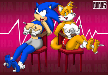 5_fingers 5_toes anthro barefoot breasts clothed clothing crossgender duo_focus feet female fingers gloves grope group handwear humanoid_feet humanoid_hands laugh loose_feather plantigrade tickling tickling_feet toes topless meanmotorscooter sega sonic_the_hedgehog_(series) miles_prower sonic_the_hedgehog canid canine eulipotyphlan fox hedgehog mammal 2015