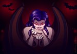 claws covered_breasts fangs female feral hair looking_at_viewer paws purple_hair red_eyes solo teeth vampirism oracle_sphinx mythology tiana_(oracle_sphinx) bat felid humanoid mammal mythological_creature mythological_sphinx vampire