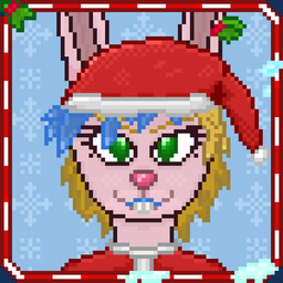 anthro blonde_hair blue_eyeshadow blue_highlights christmas_clothing christmas_headwear clothing cold costume eyeshadow female fur hair hat headgear headwear highlights_(coloring) holidays makeup pink_body pink_fur santa_costume santa_hat smile snow solo winter milkybun29 christmas milky_rivas lagomorph leporid mammal rabbit 1:1 animated digital_media_(artwork) icon pixel_(artwork) portrait