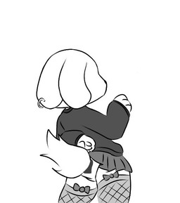 anthro bottomwear bow_ribbon clothed clothing crossdressing ear_piercing ear_ring femboy hoodie legwear male panties piercing rear_view ring_piercing skirt solo topwear underwear vlaxi111