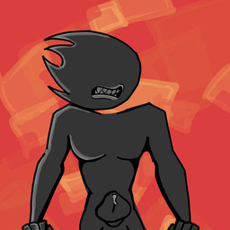 ambiguous_gender bodily_fluids clenched_teeth genital_fluids genitals not_furry_focus penis precum solo teeth tarboy_(character) humanoid 1:1 hi_res