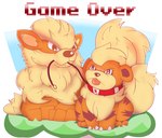 absurd_res after_transformation arcanine ayylmao0129 blush canid canine canis collar defeat defeated defeated_hero domestic_dog duo feral game_over gameplay_mechanics generation_1_pokemon growlithe hi_res male male/male mammal nintendo pokemon pokemon_(species) species_transformation transformation