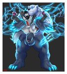 animal_genitalia annoyed anthro armpit_hair beard body_hair claws dog_tags duo electricity facial_hair flaccid foreskin genitals glistening glistening_claws glistening_eyes knot male male/male muscular muscular_male nipples pawpads penis size_difference smug_grin sparks ligoni league_of_legends mythology riot_games tencent krowlfer volibear bear canid canine canis deity mammal mythological_canine mythological_creature werecanid werecanine werecreature werewolf wolf absurd_res hi_res