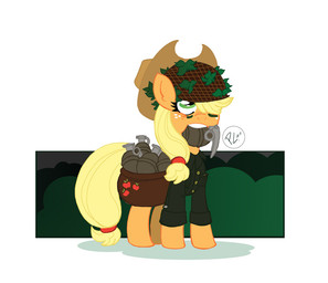 armor camo clothing explosives female feral grenade hair headgear helmet military quadruped simple_background solo tail uniform weapon white_background greenwiggly friendship_is_magic hasbro my_little_pony applejack_(mlp) earth_pony equid equine horse mammal pony 2011