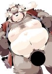 anthro belly big_belly blush brown_body brown_fur circle_censor fur kemono male moobs nipples overweight overweight_anthro overweight_male pubes simple_background solo white_background sigenoya takotyutyu lifewonders tokyo_afterschool_summoners goemon_(tas) canid canine mammal raccoon_dog tanuki 2020 absurd_res censored hi_res