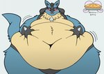 anthro belly belly_grab big_belly blue_body blue_fur blush feral fur grey_background hand_on_belly happy huge_belly hyper hyper_belly male morbidly_obese morbidly_obese_anthro morbidly_obese_male navel obese obese_anthro obese_male open_mouth overweight overweight_anthro overweight_male pink_tongue red_eyes simple_background solo tan_belly thick_thighs tongue wide_hips maddybakery nintendo pokemon generation_4_pokemon lucario pokemon_(species) 2024 hi_res