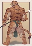 anthro back_muscles barazoku big_butt big_muscles bottomwear butt clothed clothing digitigrade fur holding_melee_weapon holding_object holding_polearm holding_spear holding_weapon huge_muscles kemono loincloth male melee_weapon muscular muscular_anthro muscular_male polearm rear_view solo spear standing tail thick_arms thick_thighs topless topless_anthro topless_male triceps tuft weapon amenohi29 felid mammal pantherine tiger 2025 absurd_res digital_media_(artwork) hi_res