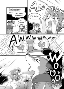 asian_clothing clothed clothing countershading dialogue duo east_asian_clothing female female/female feral fin fur head_fin howl japanese_clothing kemono looking_at_viewer multicolored_body multicolored_fur open_mouth speech_bubble split_form talking_feral text white_body white_countershading bon_feather touhou kagerou_imaizumi wakasagihime aquatic humanoid merfolk absurd_res comic english_text hi_res monochrome
