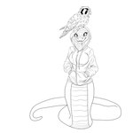 1:1 avian bird blep bottomless clothed clothing deerwalker dinosaur dromaeosaurid falcon falconid female hand_in_pocket hi_res hoodie kittensnark line_art monochrome pantsless pockets reptile scalie simple_background snake theropod tongue tongue_out topwear
