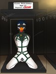 3:4 anthro auction avian ball_gag balls bdsm bird blindfold bondage bound caged chastity_cage chastity_device collar eddy_(eddy_bird32) english_text fuze gag genitals gentoo_penguin glass_cage hands_behind_back harness hi_res kneeling male penguin slave_auction solo text