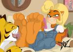 2018 4_toes absurd_res activision ambiguous_gender anthro bandicoot black_nose blush bodily_fluids clothed clothing coco_bandicoot countershade_feet countershading crash_bandicoot_(series) dazidentevil digital_media_(artwork) duo eyes_closed feet female foot_fetish foot_focus foot_lick foot_play furniture green_eyes half-closed_eyes hi_res holding_object humanoid_feet inside licking looking_pleasured mammal marsupial narrowed_eyes open_mouth orgasm_face plantigrade saliva sharp_teeth sofa soles solo_focus teeth toes tongue tongue_out