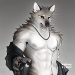 anthro barazoku biped jewelry male muscular muscular_anthro muscular_male necklace nose_scar shirtless_anthro shirtless_male solo undressing_self kojiray hyena mammal striped_hyena 1:1 hi_res