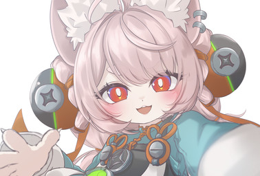 anthro blush braided_pigtails clothed clothed_anthro clothed_female clothing ear_piercing ear_ring female flat_chested fully_clothed fully_clothed_anthro fully_clothed_female fur hair inner_ear_fluff overall_dress piercing pink_body pink_fur pink_hair red_eyes ring_piercing simple_background solo tuft white_background zumi_otogiha mihoyo zenless_zone_zero zhao_(zenless_zone_zero) lagomorph leporid mammal rabbit thiren 2026 absurd_res hi_res