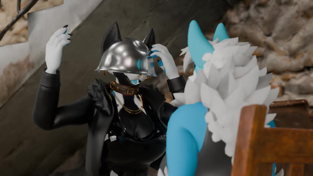 anthro armor bottomwear clothed clothing duo ear_piercing ear_ring facial_piercing female female/female fur hair headgear helmet hoop_ear_ring humor nose_piercing nose_ring piercing ring_piercing shirt topwear jimmykoke123 alberarts_(modeler) ghostlyshark_(modeler) hyenid_(alber) hyenid_(species) mamagen mammal 16:9 3d_(artwork) 3d_animation animated blender_(artwork) blender_eevee_(artwork) digital_media_(artwork) hi_res meme short_playtime sound video widescreen