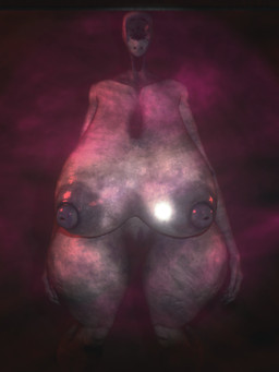 areola behind_glass big_breasts breasts faceless female genitals grey_body grey_skin huge_breasts looking_at_viewer monster_girl_(genre) nipples purple_nipples smoke solo tall vein wide_hips lazyisopod humanoid 3:4 hi_res