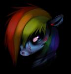 black_background black_eye_(injury) blood bloodshot_eyes bodily_fluids bruised female purple_eyes simple_background solo inkcookie friendship_is_magic hasbro my_little_pony rainbow_dash_(mlp) mammal 2011