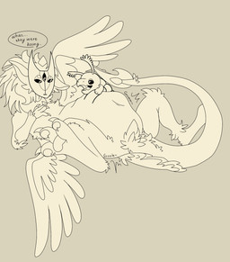 3_eyes 3_toes 4_fingers after_vore ambiguous_gender antennae_(anatomy) arm_tuft belly cheek_tuft claws crotch_tuft dialogue duo elbow_tuft facial_tuft feathered_wings feathers feet feral fingers fluffy fur fuzzy half-closed_eyes hand_on_belly knee_tuft leg_tuft long_tail looking_at_another lying mask multi_eye narrowed_eyes naturally_censored neck_tuft on_back on_front one_ear_up open_mouth pawpads rumbling_stomach simple_eyes size_difference sound_effects speech_bubble spread_legs spreading tail text toes tuft vore wings screamer4snacks creatures_of_sonaria roblox alien minawii urzuk greyscale hi_res monochrome