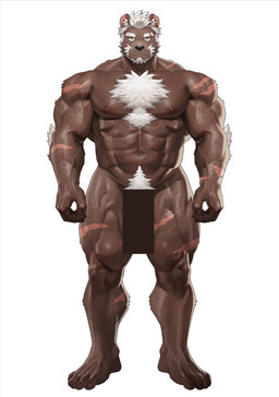 abs anthro areola arm_scar arm_tuft barazoku beard biceps black_claws body_hair brown_body brown_fur calf_muscles calf_scar censor_bar censored_genitalia chest_tuft claws deltoids elbow_tuft eyebrow_slit eyebrows facial_hair facial_tuft finger_claws fur hair happy_trail inner_ear_fluff leg_scar male muscular muscular_anthro muscular_male muscular_thighs navel nipple_dip nipples nude pecs pubes quads scar shoulder_scar smile solo stocky thigh_scar toe_claws trapezius triceps tuft v-cut vein veiny_muscles white_hair white_inner_ear_fluff yellow_eyes wasp_(artist) rai_bolim bear brown_bear mammal ursine 2026 censored hi_res