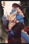 abs anthro antler_jewelry asian_clothing barbel_(anatomy) beard big_hands big_muscles braided_beard chest_tattoo clothed clothing deltoids elderly_male exaggerated_proportions eyebrows facial_hair flesh_whiskers gat_(hat) hair long_eyebrows male muscular nipples off_shoulder side_eye_at_viewer smile solo tattoo text white_hair ronci arcane_shop asian_mythology mythology ryu-ho_(arcane_shop) dragon eastern_dragon mythological_creature mythological_scalie scalie chinese_text hi_res