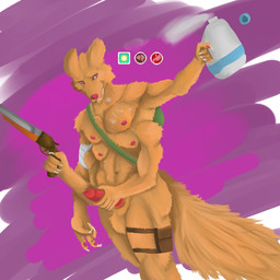 4_arms animal_genitalia animal_penis anthro canine_genitalia canine_penis fur genitals knot knotted_penis male masturbation multi_arm multi_limb nipples orange_body orange_fur penis pink_nipples pink_nose red_penis solo tail weapon felinferno casualties:_unknown gunsaw canid canine gunsawian mammal orange_(gunsawian) 1:1 hi_res